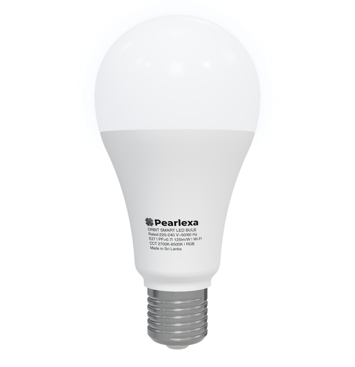 Pearlexa Orbit smart bulb shown in cool white light
