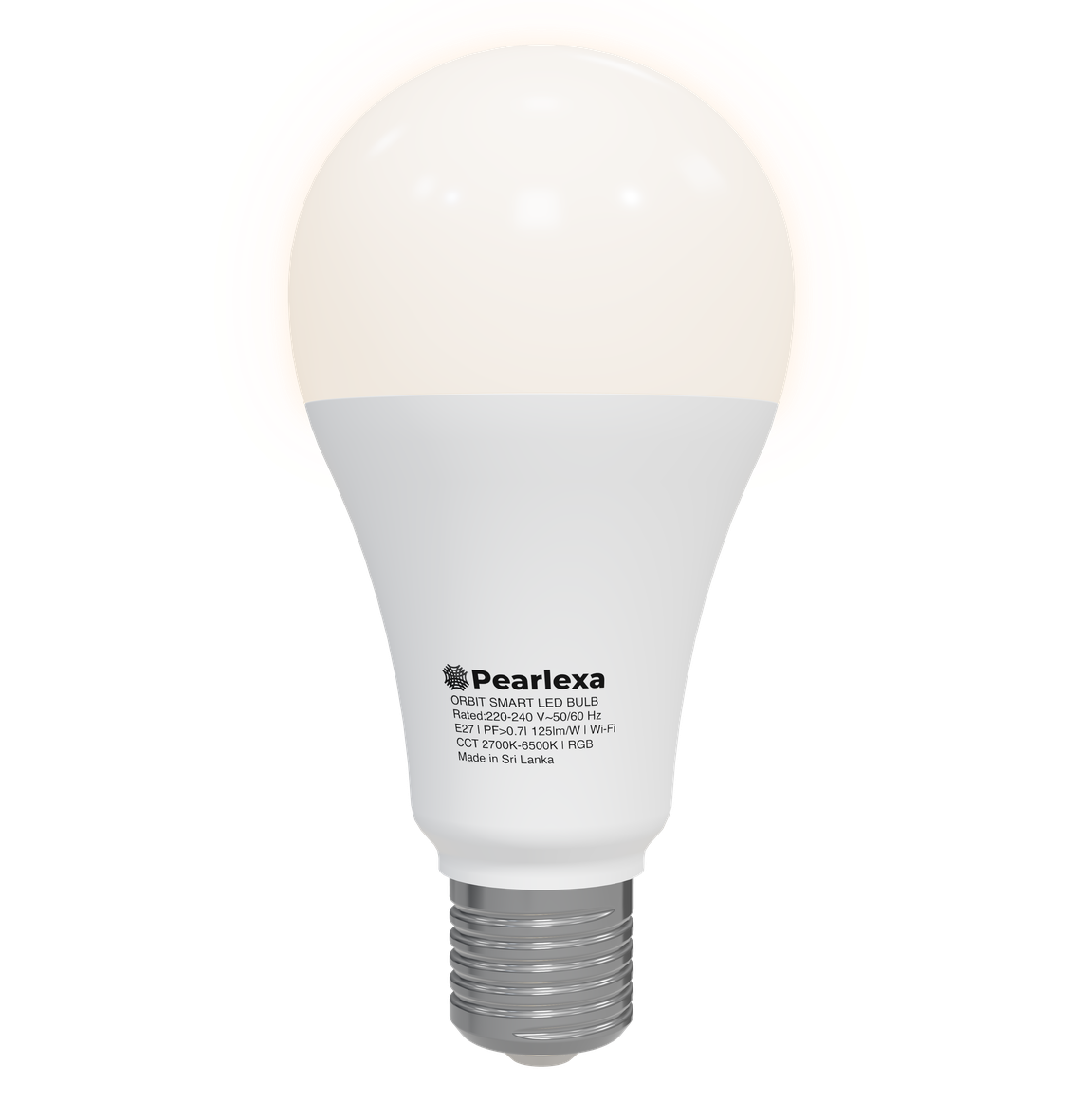 Pearlexa Orbit smart bulb shown in warm white light for a colour temperature guide